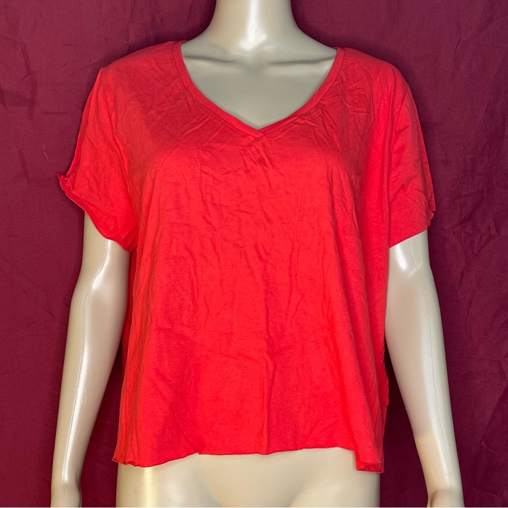 Wild Fable Red V-Neck Short Sleeve Oversized Baggy Cropped Top XXL